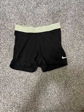 Nike Black Compression Shorts with Light Green Waistband